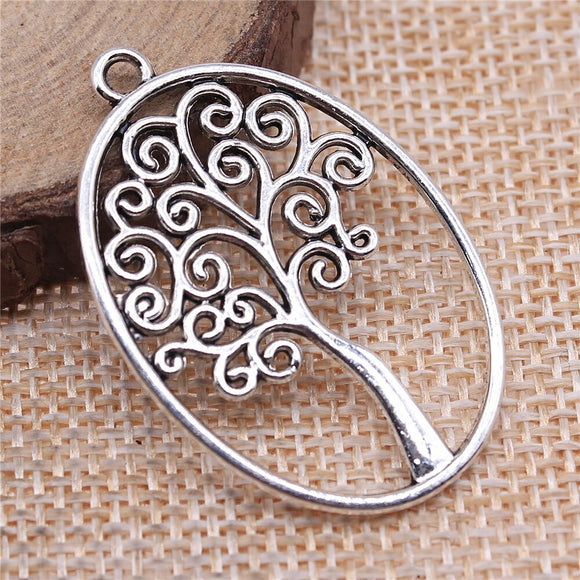 WYSIWYG 3pcs 40x27mm Pendant Oval Tree Oval Tree Charm Pendants For Jewelry Making Antique Silver Color Oval Tree Pendant Charm EF3729