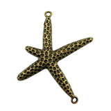3 colgantes con forma de estrella de mar de 40 x 33 mm para bisutería (ef4471)
