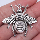 WYSIWYG 3pcs 40x38mm 3 Colors Antique Gold Color Antique Silver Color Antique Bronze Plated Queen Bee Bumble Bee Pendants