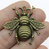 WYSIWYG 3pcs 40x38mm 3 Colors Antique Gold Color Antique Silver Color Antique Bronze Plated Queen Bee Bumble Bee Pendants