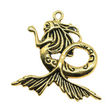 WYSIWYG 3pcs 40x41mm 3 Colors Antique Gold Color Antique Silver Color Antique Bronze Big Mermaid Charms Pendant Charms