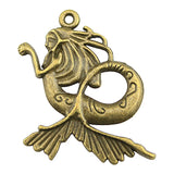 WYSIWYG 3pcs 40x41mm 3 Colors Antique Gold Color Antique Silver Color Antique Bronze Big Mermaid Charms Pendant Charms