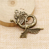WYSIWYG 3pcs 40x41mm 3 Colors Antique Gold Color Antique Silver Color Antique Bronze Big Mermaid Charms Pendant Charms