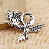 WYSIWYG 3pcs 40x41mm 3 Colors Antique Gold Color Antique Silver Color Antique Bronze Big Mermaid Charms Pendant Charms