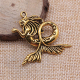 WYSIWYG 3pcs 40x41mm 3 Colors Antique Gold Color Antique Silver Color Antique Bronze Big Mermaid Charms Pendant Charms
