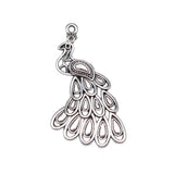 WYSIWYG 3pcs 43x24mm Bird Peacock Charm Pendants For Jewelry Making Antique Silver Color Peacock Pendants Charm Peacock
