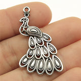 WYSIWYG 3pcs 43x24mm Bird Peacock Charm Pendants For Jewelry Making Antique Silver Color Peacock Pendants Charm Peacock