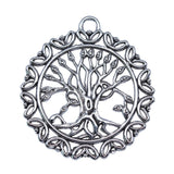 WYSIWYG 3pcs 46x51mm Antique Silver Color Round Tree Charms Pendant For DIY Jewelry Making Handmade Jewelry Craft Findings