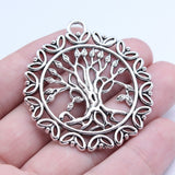 WYSIWYG 3pcs 46x51mm Antique Silver Color Round Tree Charms Pendant For DIY Jewelry Making Handmade Jewelry Craft Findings