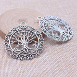 WYSIWYG 3pcs 46x51mm Antique Silver Color Round Tree Charms Pendant For DIY Jewelry Making Handmade Jewelry Craft Findings