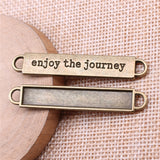 3pcs 49x8mm Enjoy The Journey Charm For Bracelet Making 2 Colors Travel Souvenirs Gifts Charms EF4330
