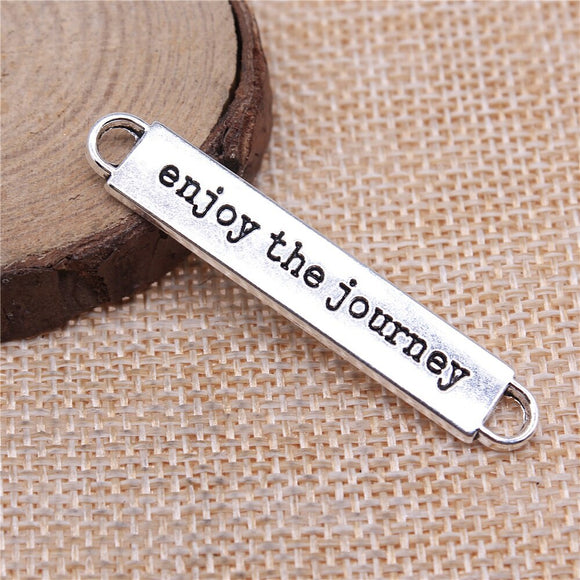 3pcs 49x8mm Enjoy The Journey Charm For Bracelet Making 2 Colors Travel Souvenirs Gifts Charms EF4330