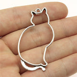 WYSIWYG 3pcs 53x27mm Charm Hollow Cat 3 Colors Hollow Cat Charms Hollow Cat Pendant Charms For Jewelry Making