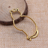 WYSIWYG 3pcs 53x27mm Charm Hollow Cat 3 Colors Hollow Cat Charms Hollow Cat Pendant Charms For Jewelry Making