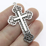 WYSIWYG 3pcs 54x33mm Religious Cross Pendant Orthodox Cross Charms Antique Silver Color Antique Gold Color Cross Charm