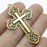 WYSIWYG 3pcs 54x33mm Religious Cross Pendant Orthodox Cross Charms Antique Silver Color Antique Gold Color Cross Charm