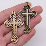 WYSIWYG 3pcs 54x33mm Religious Cross Pendant Orthodox Cross Charms Antique Silver Color Antique Gold Color Cross Charm