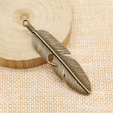 WYSIWYG 3pcs 59x16mm Antique Silver Color Antique Bronze Big Feather Pendant Large Feather Charm Pendant Large Feather Pendant
