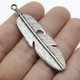 WYSIWYG 3pcs 59x16mm Antique Silver Color Antique Bronze Big Feather Pendant Large Feather Charm Pendant Large Feather Pendant