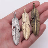 WYSIWYG 3pcs 59x16mm Antique Silver Color Antique Bronze Big Feather Pendant Large Feather Charm Pendant Large Feather Pendant