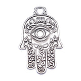 WYSIWYG 3pcs Antique Silver Color Large Hollow Hamsa Hand Charms With Eyes Hand Pendant Making Jewelry supplies Handmade 48x31mm EF3928