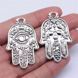 WYSIWYG 3pcs Antique Silver Color Large Hollow Hamsa Hand Charms With Eyes Hand Pendant Making Jewelry supplies Handmade 48x31mm EF3928