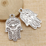 WYSIWYG 3pcs Antique Silver Color Large Hollow Hamsa Hand Charms With Eyes Hand Pendant Making Jewelry supplies Handmade 48x31mm EF3928