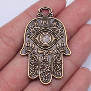 WYSIWYG 3pcs Antique Silver Color Large Hollow Hamsa Hand Charms With Eyes Hand Pendant Making Jewelry supplies Handmade 48x31mm EF3928