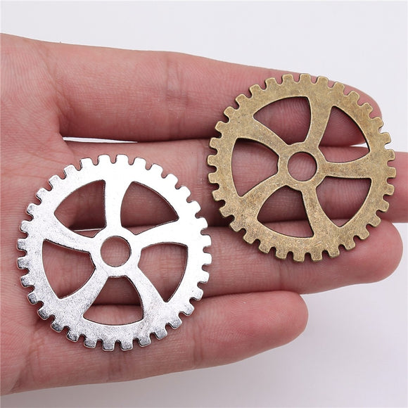WYSIWYG 3pcs Big Gear Steampunk Pendant Charms Jewelry Making Jewelry Finding Antique Silver Color Antique Bronze Color 40mm
