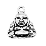 WYSIWYG 3pcs Charms Double Sided Buddha Antique Silver Color 25x22mm Metal Alloy Jewelry DIY Accessories