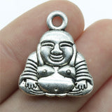 WYSIWYG 3pcs Charms Double Sided Buddha Antique Silver Color 25x22mm Metal Alloy Jewelry DIY Accessories