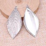 WYSIWYG 3pcs Charms Leaves 50x22mm 2 Colors Antique Silver Color Antique Bronze Color Leaves Charms For Jewelry Making