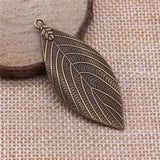 WYSIWYG 3pcs Charms Leaves 50x22mm 2 Colors Antique Silver Color Antique Bronze Color Leaves Charms For Jewelry Making