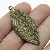 WYSIWYG 3pcs Charms Leaves 50x22mm 2 Colors Antique Silver Color Antique Bronze Color Leaves Charms For Jewelry Making