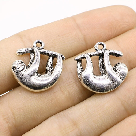 WYSIWYG 3pcs Charms Sloth Antique Silver Color 20x20mm Metal Alloy Jewelry DIY Accessories
