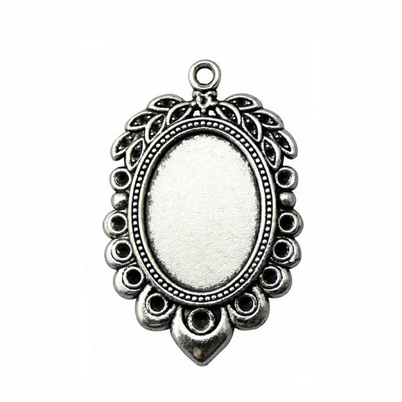 WYSIWYG 3pcs Fit 18x25mm Oval Vintage Style Cameo Cabochon Pendant Base Setting For Jewelry Making DIY Necklace Making