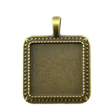 WYSIWYG 3pcs Fit 25mm Square Simple Side Perforation Style Cameo Cabochon Pendant Base Setting For Jewelry Making