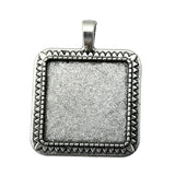 WYSIWYG 3pcs Fit 25mm Square Simple Side Perforation Style Cameo Cabochon Pendant Base Setting For Jewelry Making