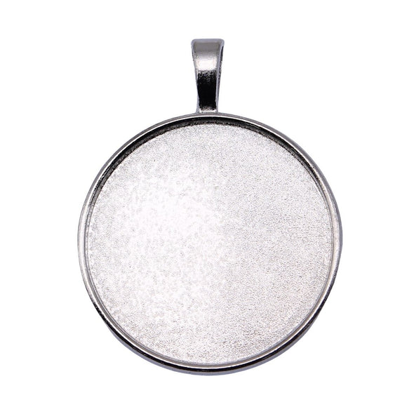 WYSIWYG 3pcs Fit 30mm Round Simple Style Cabochon Pendant Base Setting For Jewelry Making DIY Necklace Making