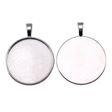 WYSIWYG 3pcs Fit 30mm Round Simple Style Cabochon Pendant Base Setting For Jewelry Making DIY Necklace Making