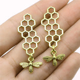 WYSIWYG 3pcs Honeycomb With Bee Charms Handmade Accessories 2 Colors Honeycomb Bee Charms 45x15mm