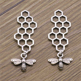 WYSIWYG 3pcs Honeycomb With Bee Charms Handmade Accessories 2 Colors Honeycomb Bee Charms 45x15mm
