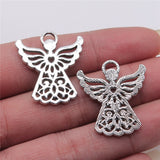WYSIWYG 3pcs/lot Angel Charms Pendant Diy Metal Jewelry Making Antique Silver Color 25x27mm