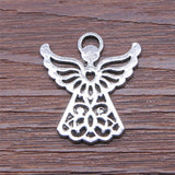 WYSIWYG 3pcs/lot Angel Charms Pendant Diy Metal Jewelry Making Antique Silver Color 25x27mm