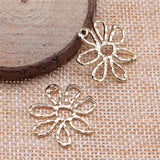 WYSIWYG 3pcs/lot Flower Charms For Jewelry Making 24x25mm High Quality KC Gold Color Accessories For Earring Making