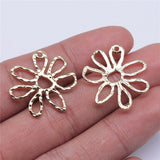 WYSIWYG 3pcs/lot Flower Charms For Jewelry Making 24x25mm High Quality KC Gold Color Accessories For Earring Making