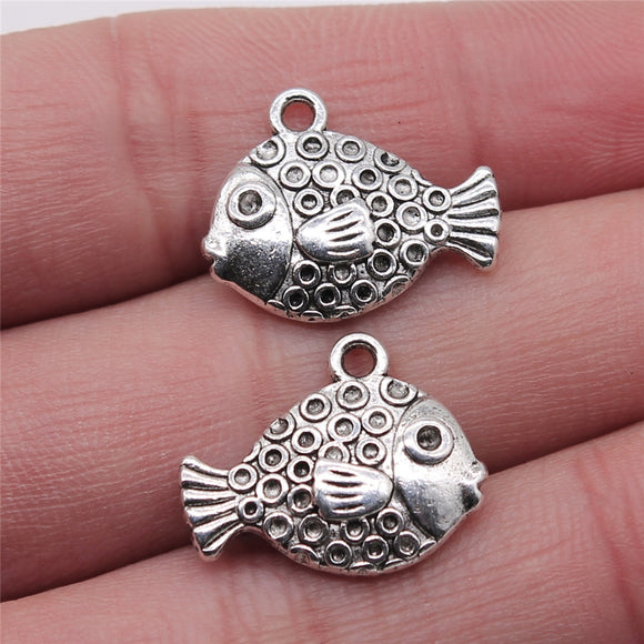 WYSIWYG 3pcs/lot Tropical Fish Charms Pendant Diy Metal Jewelry Making Antique Silver Color 16x20mm