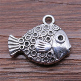 WYSIWYG 3pcs/lot Tropical Fish Charms Pendant Diy Metal Jewelry Making Antique Silver Color 16x20mm