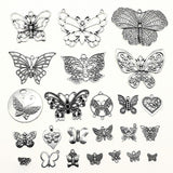 WYSIWYG 40g Antique Silver Color Zinc Alloy Random Mix Styles Butterfly Charms DIY Handmade Craft For Jewelry Making