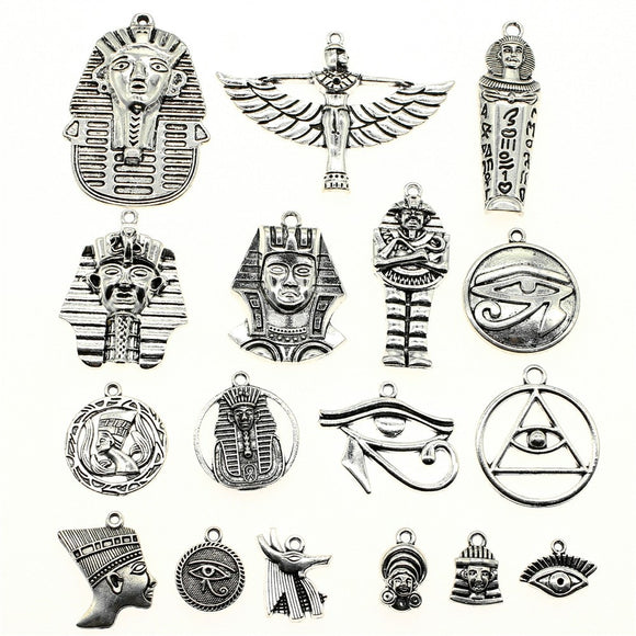 WYSIWYG 40g Antique Silver Color Zinc Alloy Random Mix Styles Egypt series Charms DIY Handmade Craft For Jewelry Making